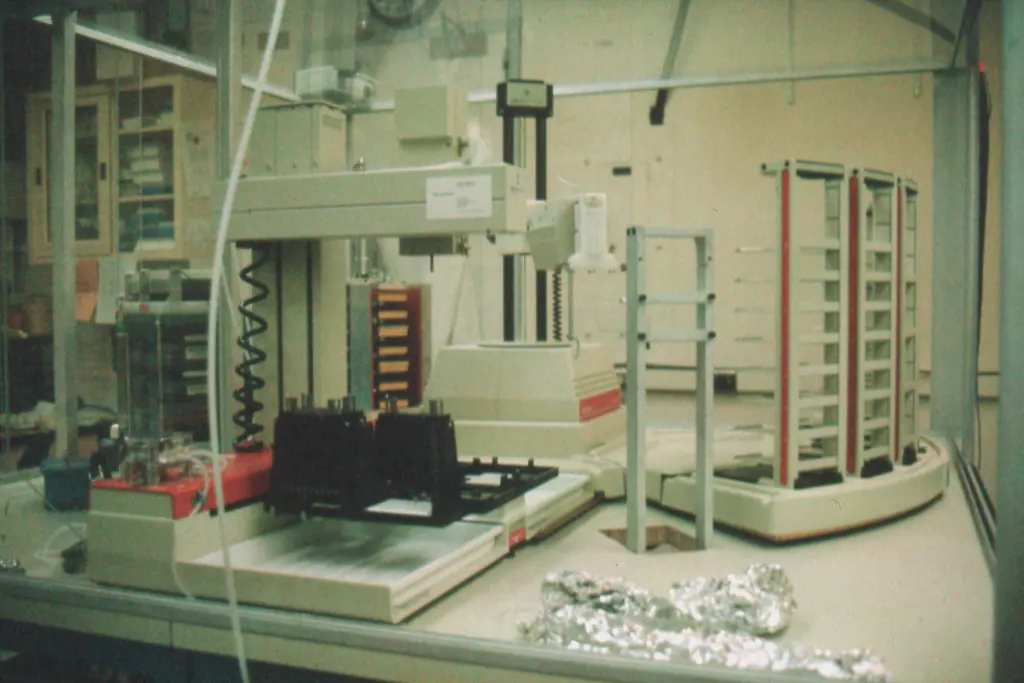 An automated DNA sequencing machine in a laboratory.